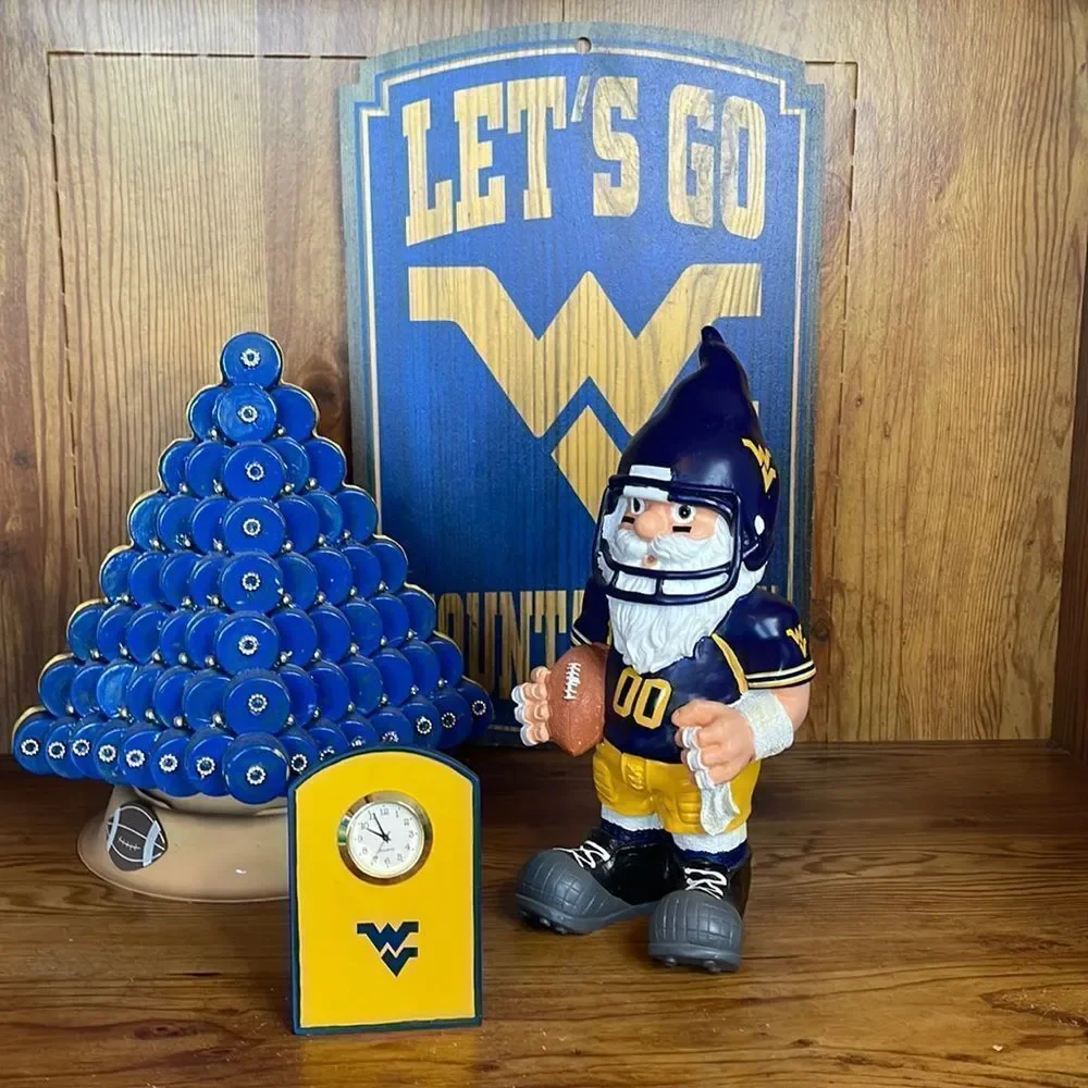 West Virginia Mountaineers Collectible‎ Items, Figurine Tree Sign and Clock